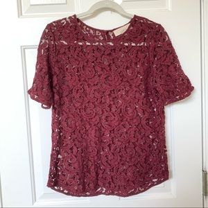 Loft burgundy lace top
